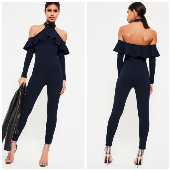 Missguided Pants - Missguided NWT Frilly Cold Shoulder Jumpsuit